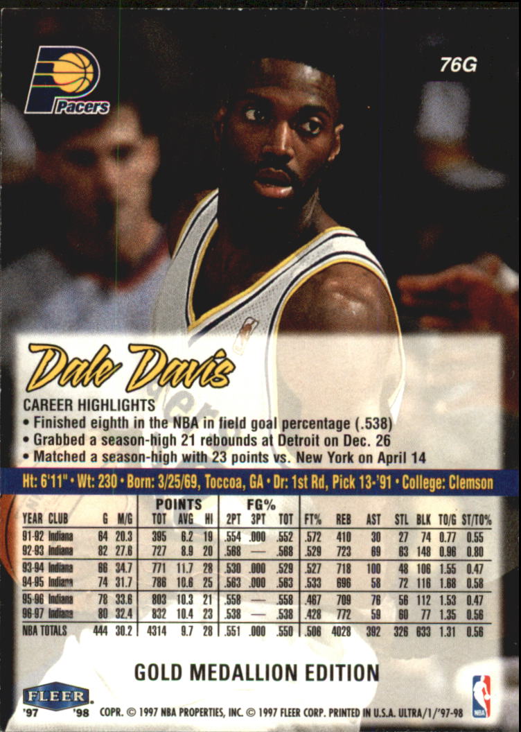 1997-98 Ultra Gold Medallion #76G Dale Davis back image