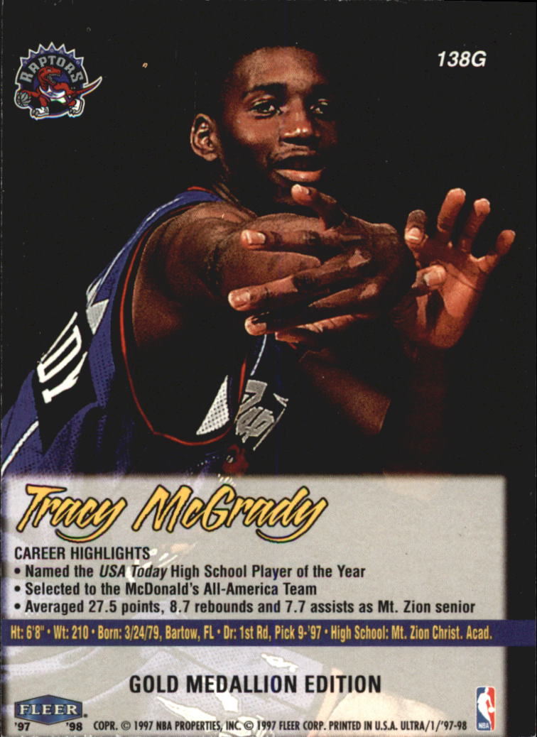 1997-98 Ultra Gold Medallion #138G Tracy McGrady back image