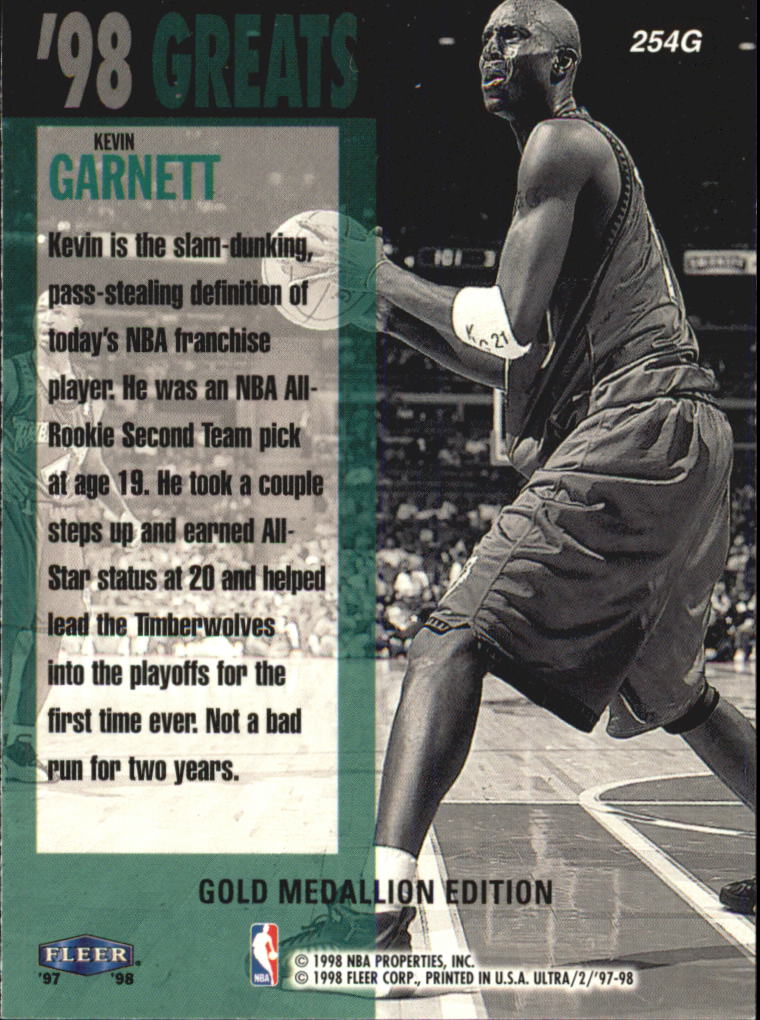 1997-98 Ultra Gold Medallion #254G Kevin Garnett GRE back image