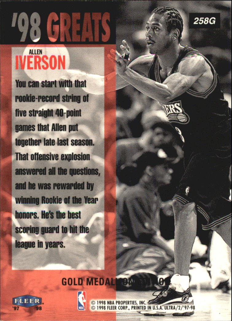 1997-98 Ultra Gold Medallion #258G Allen Iverson GRE back image