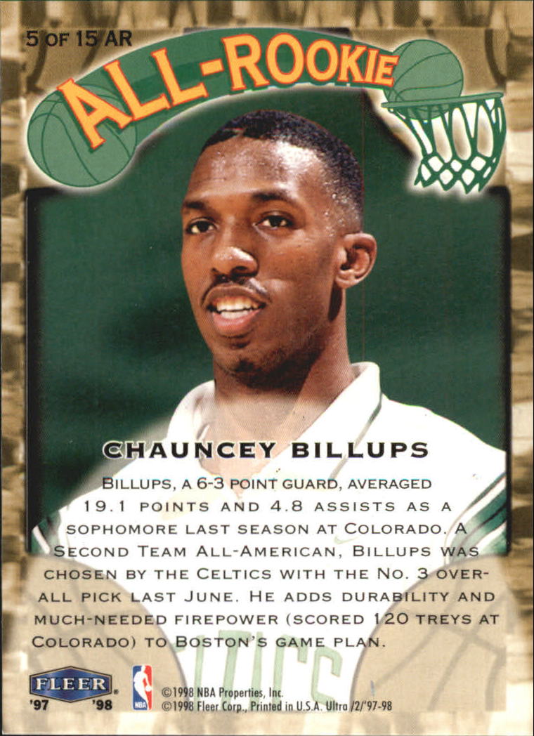 1997-98 Ultra All-Rookies #AR5 Chauncey Billups - Celtics Green