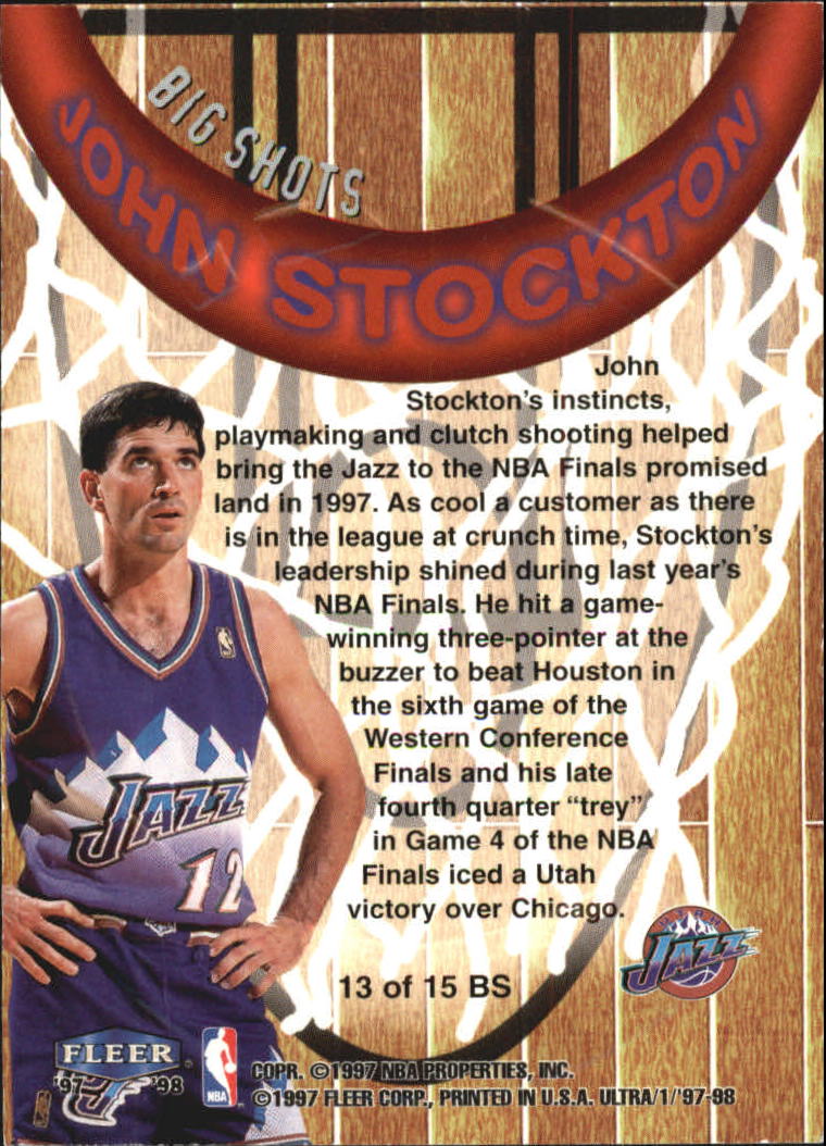 1997-98 Ultra Big Shots #13 John Stockton back image