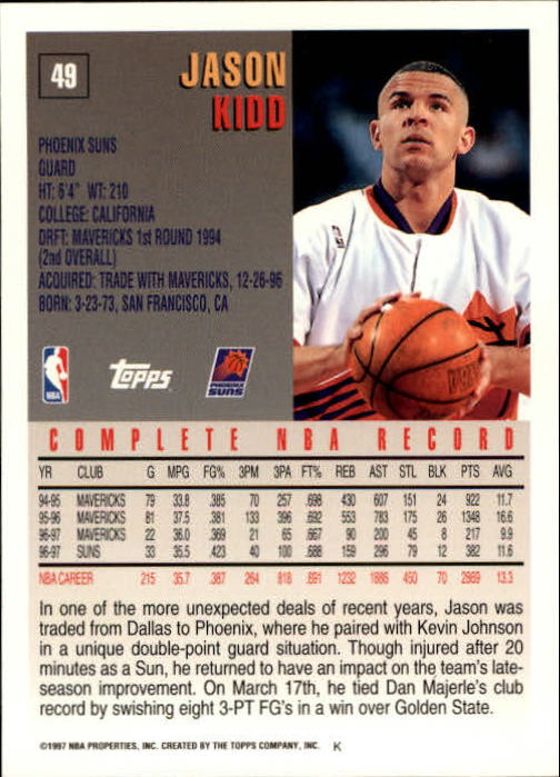 1997-98 Topps #49 Jason Kidd back image