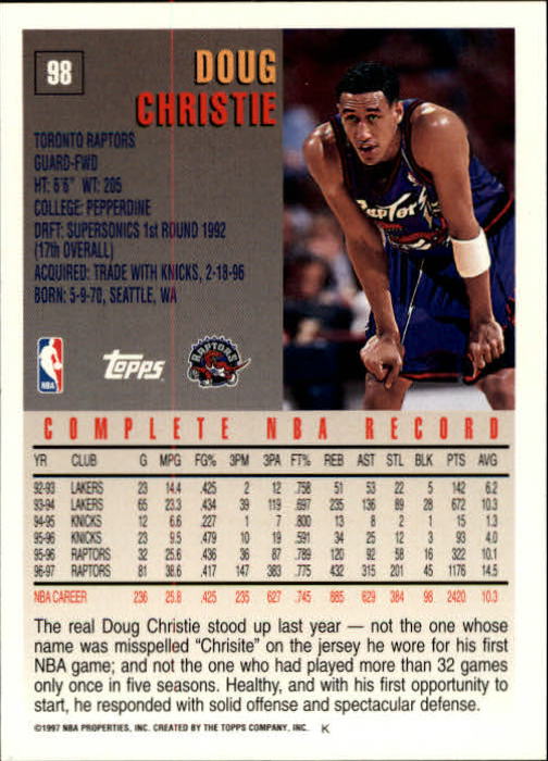 1997-98 Topps #98 Doug Christie back image