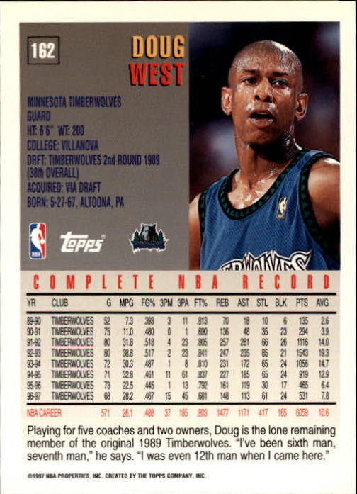 1997-98 Topps #162 Doug West back image