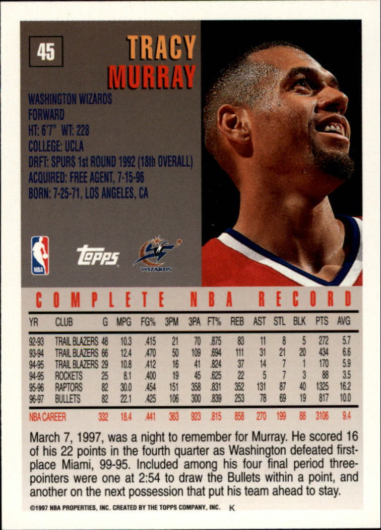 1997-98 Topps Minted in Springfield #45 Tracy Murray