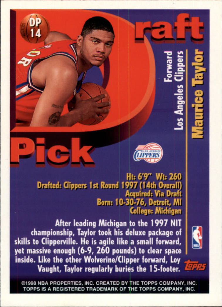 1997-98 Topps Draft Redemption #DP14 Maurice Taylor back image