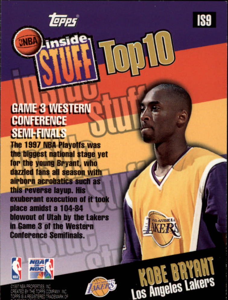 1997-98 Topps Inside Stuff #IS9 Kobe Bryant back image