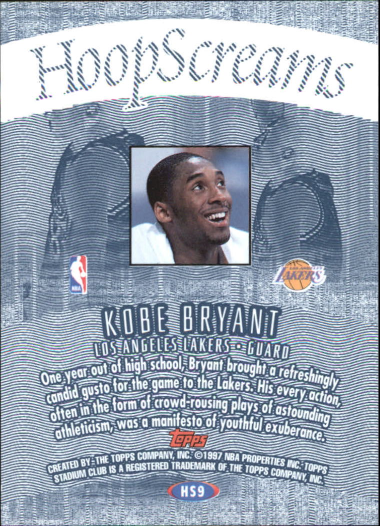 1997-98 Stadium Club Hoop Screams #HS9 Kobe Bryant back image
