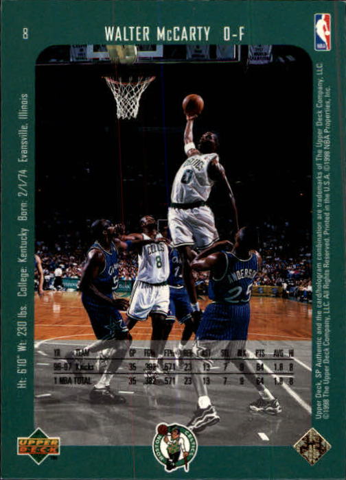 1997-98 SP Authentic #8 Walter McCarty back image