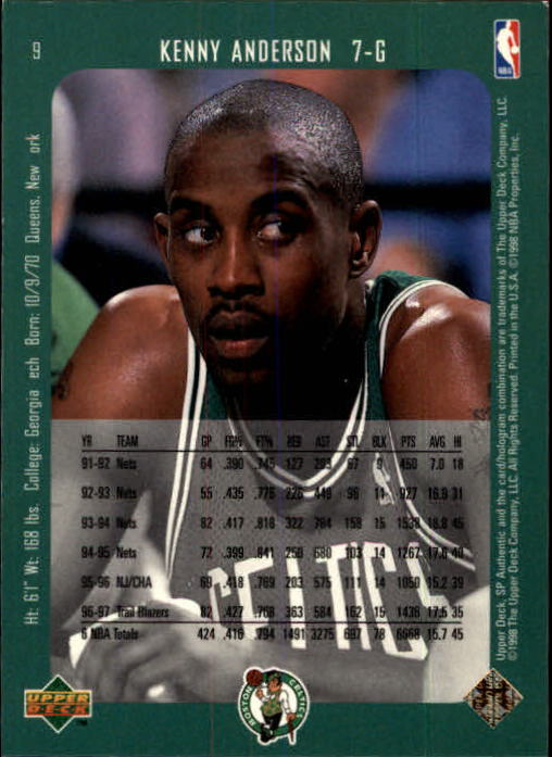 1997-98 SP Authentic #9 Kenny Anderson back image