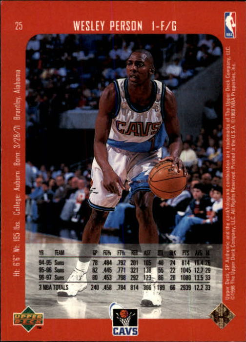 1997-98 SP Authentic #25 Wesley Person back image