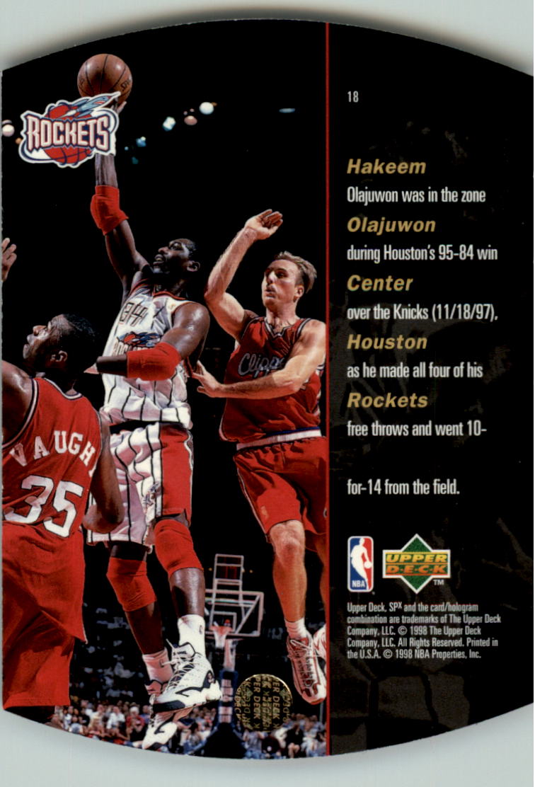 1997-98 SPx #18 Hakeem Olajuwon back image