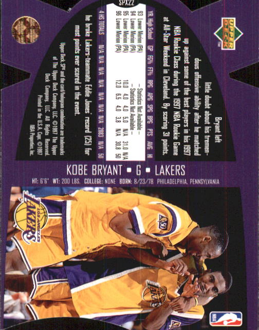 1997-98 SPx #21 Kobe Bryant back image