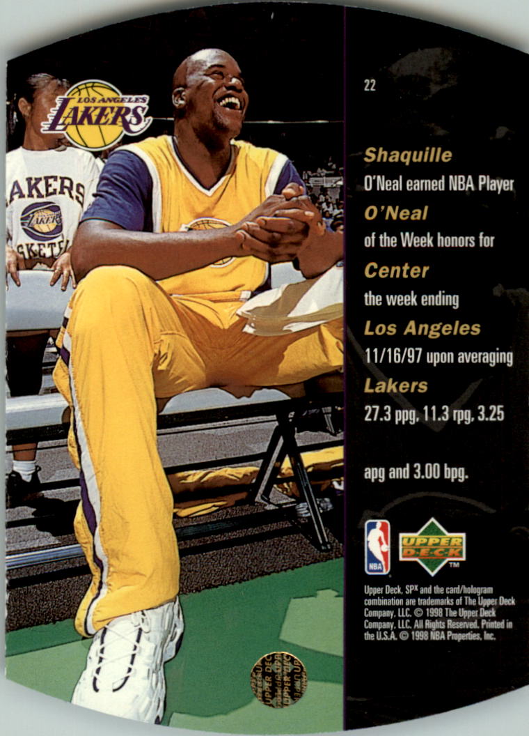 1997-98 SPx #22 Shaquille O'Neal back image