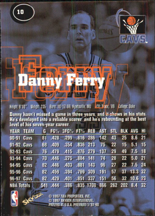 1997-98 SkyBox Premium #10 Danny Ferry back image