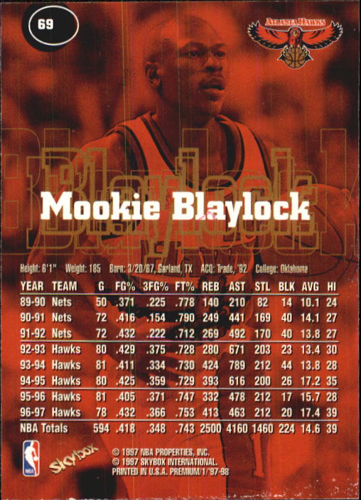 1997-98 SkyBox Premium #69 Mookie Blaylock back image