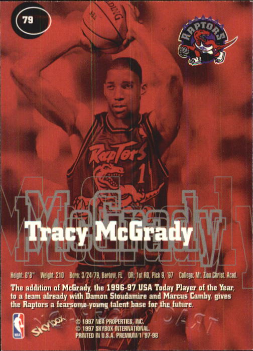 1997-98 SkyBox Premium #79 Tracy McGrady RC back image