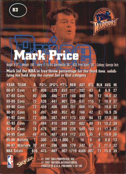 1997-98 SkyBox Premium #83 Mark Price back image
