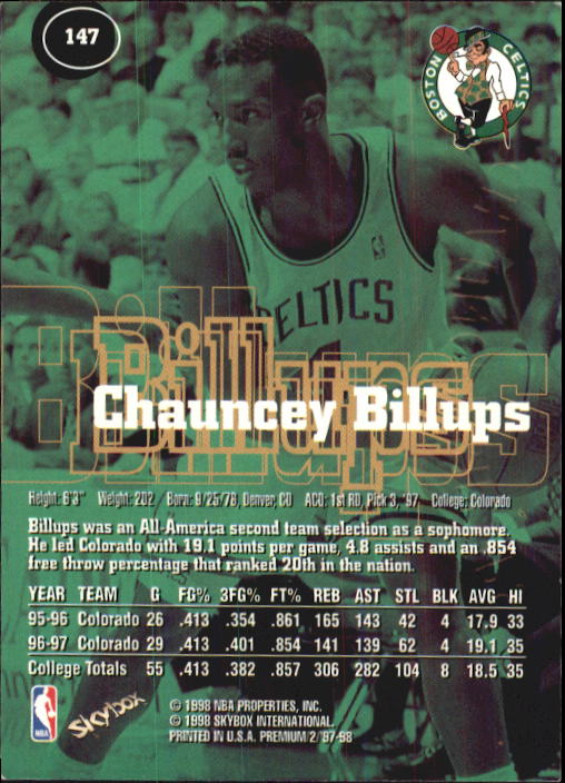 1997-98 SkyBox Premium #147 Chauncey Billups back image