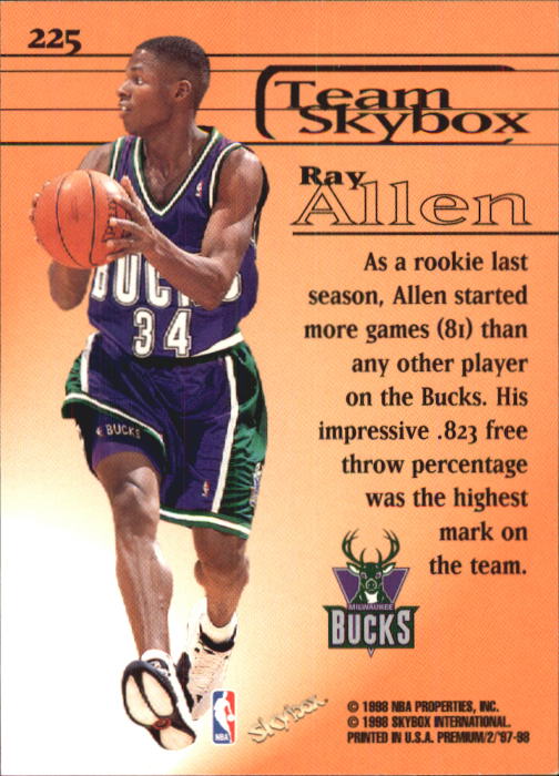 1997-98 SkyBox Premium #225 Ray Allen TS back image