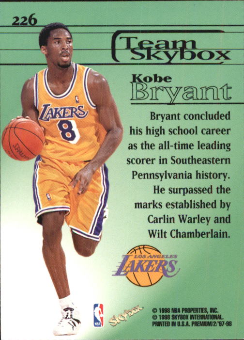 1997-98 SkyBox Premium #226 Kobe Bryant TS back image