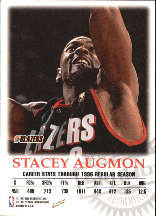 1997-98 SkyBox Premium Autographics #5 Stacey Augmon back image