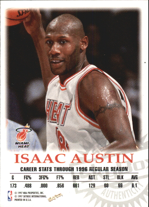 1997-98 SkyBox Premium Autographics #6 Isaac Austin back image