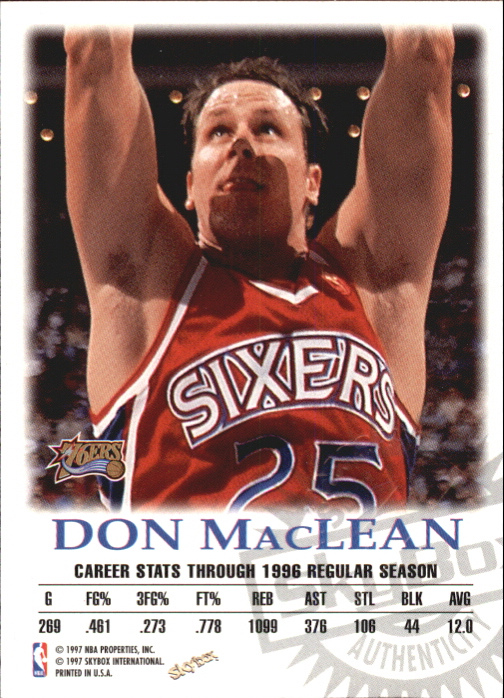 1997-98 SkyBox Premium Autographics #66 Don MacLean back image