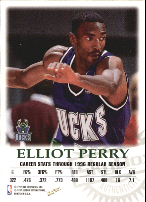 1997-98 SkyBox Premium Autographics #82 Elliot Perry back image