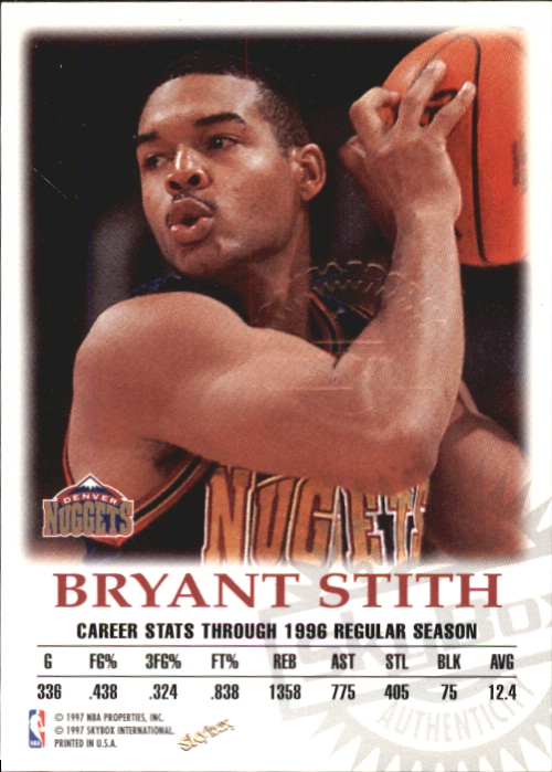 1997-98 SkyBox Premium Autographics #100 Bryant Stith back image