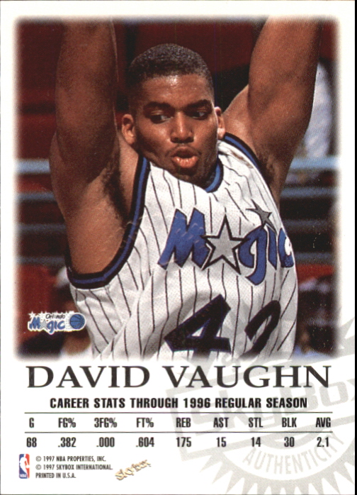 1997-98 SkyBox Premium Autographics #105 David Vaughn back image