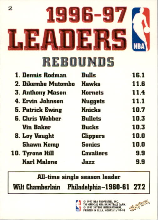 1997-98 Hoops #2 Dennis Rodman LL back image