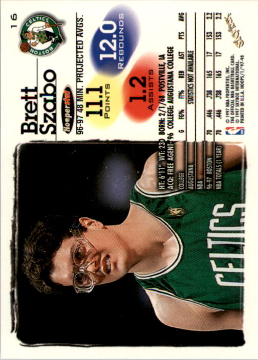 1997-98 Hoops #16 Brett Szabo back image