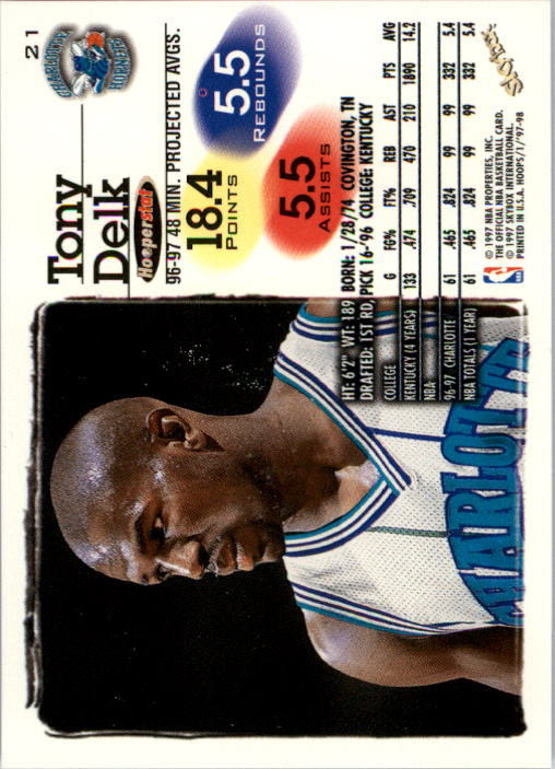 1997-98 Hoops #21 Tony Delk back image