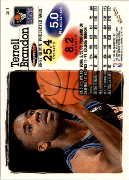 1997-98 Hoops #31 Terrell Brandon back image