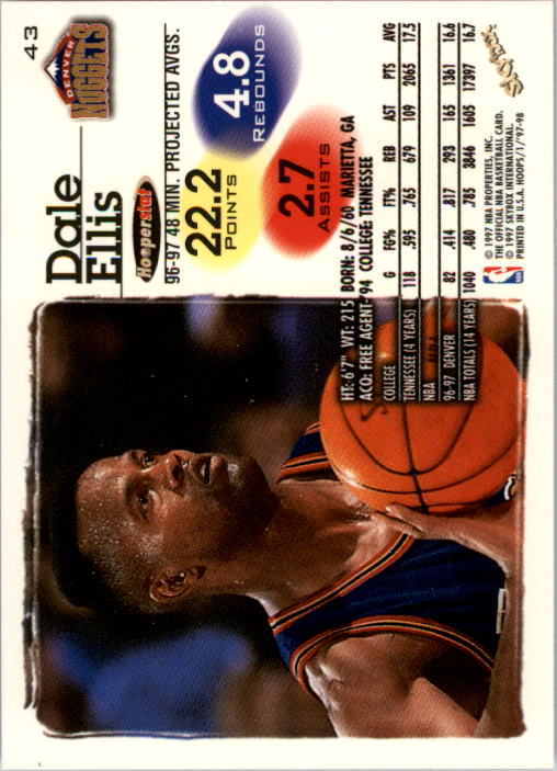 1997-98 Hoops #43 Dale Ellis back image
