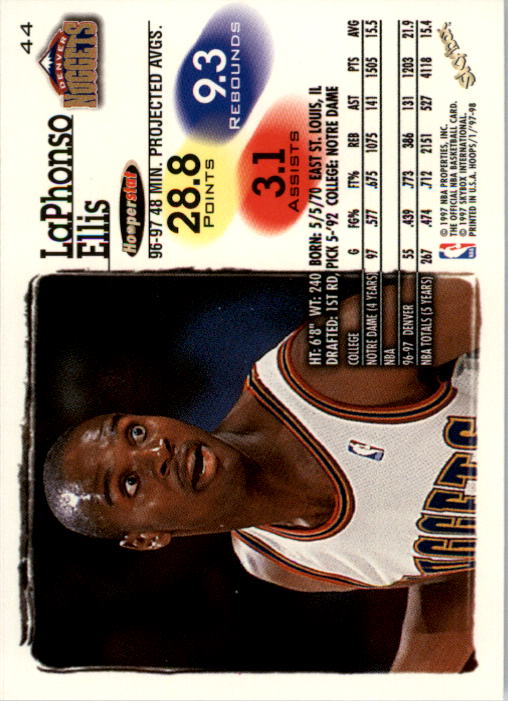 1997-98 Hoops #44 LaPhonso Ellis back image