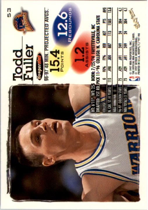 1997-98 Hoops #53 Todd Fuller back image