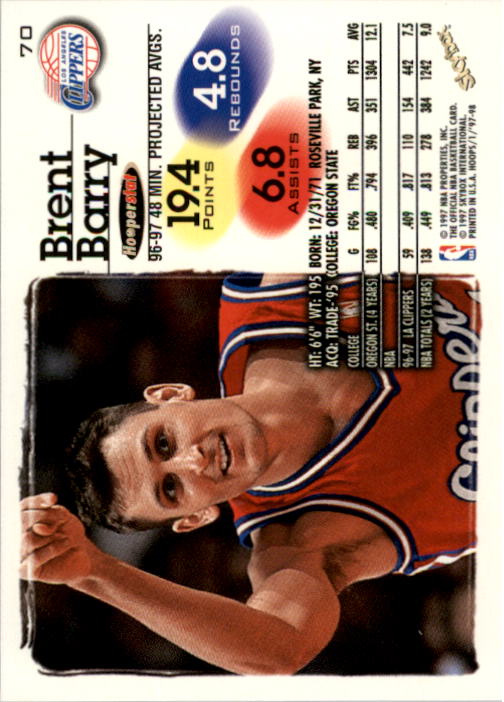 1997-98 Hoops #70 Brent Barry back image