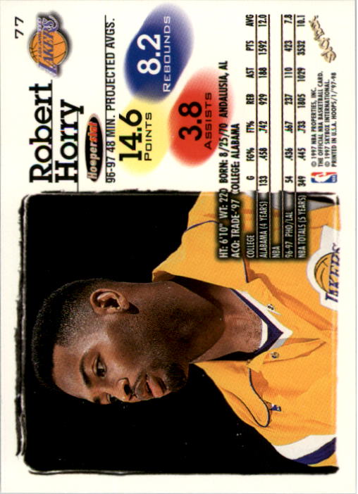 1997-98 Hoops #77 Robert Horry back image