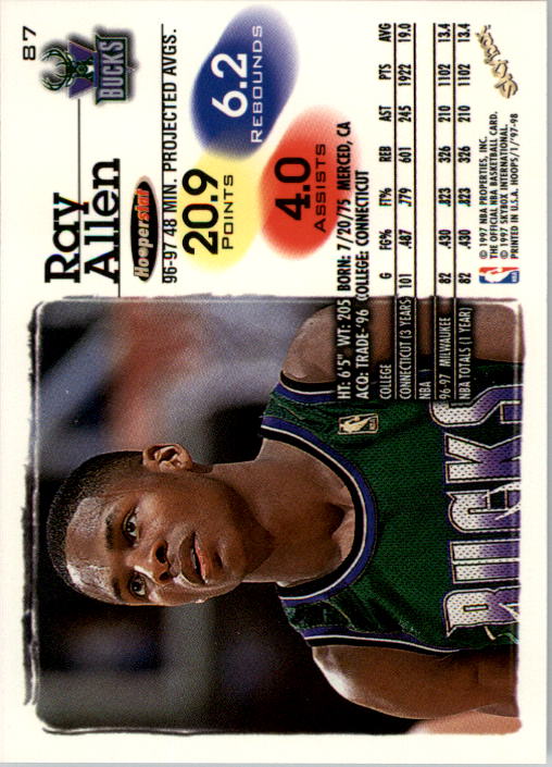 1997-98 Hoops #87 Ray Allen back image