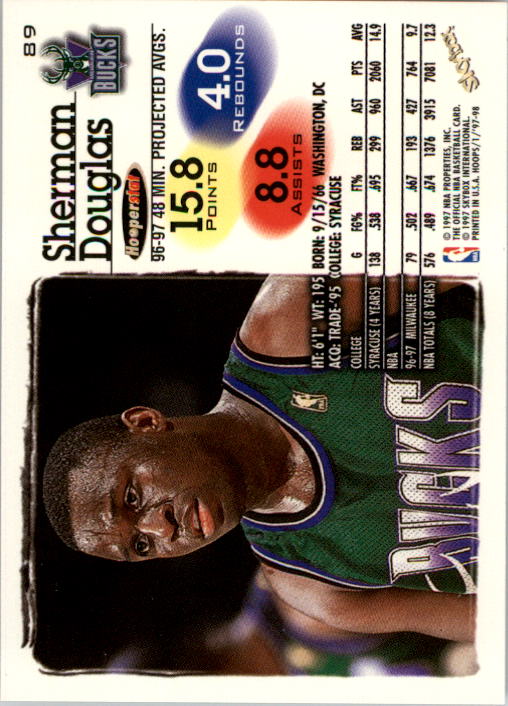 1997-98 Hoops #89 Sherman Douglas back image