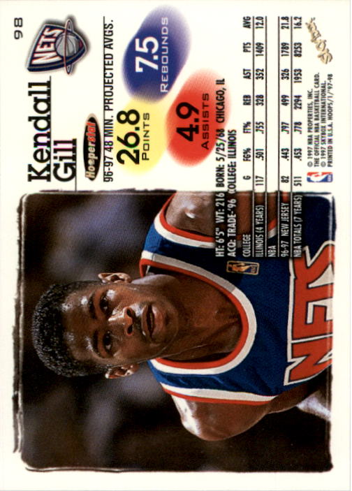 1997-98 Hoops #98 Kendall Gill back image