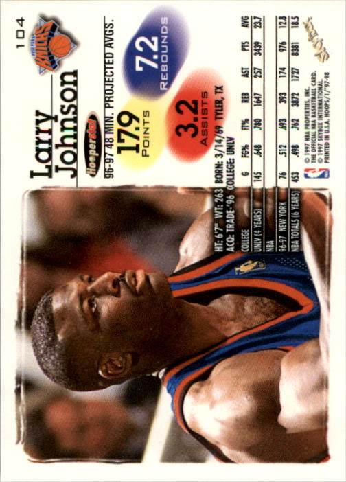1997-98 Hoops #104 Larry Johnson back image