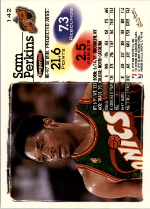 1997-98 Hoops #142 Sam Perkins back image