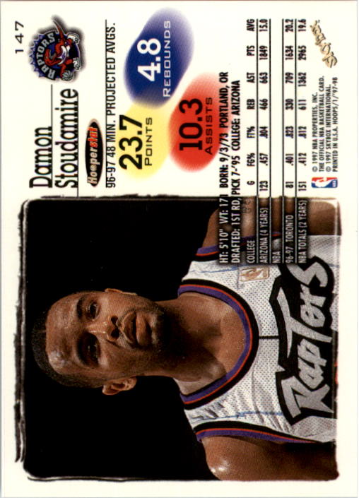 1997-98 Hoops #147 Damon Stoudamire back image