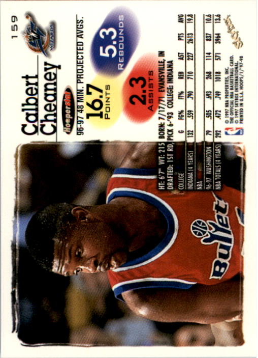 1997-98 Hoops #159 Calbert Cheaney back image