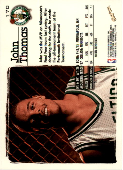 1997-98 Hoops #170 John Thomas RC back image