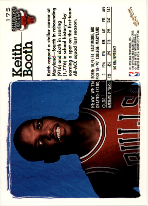1997-98 Hoops #175 Keith Booth RC back image